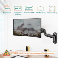 Nástenný držiak na monitor ELIVED EV6023 pre obrazovky do 35 palcov, plynová pružina 3 – 12 kg, VESA 75/100/200 mm, sklopný a otočný, odolné prevedenie 2