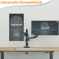 ELIVED EV6032 Dupla Monitortartó Kar 13-32 Colos Képernyőkhöz, VESA 75/100, Gázrugós, 360° Forgatható, 9kg/Kar Teherbírás, Állítható Magassá 3