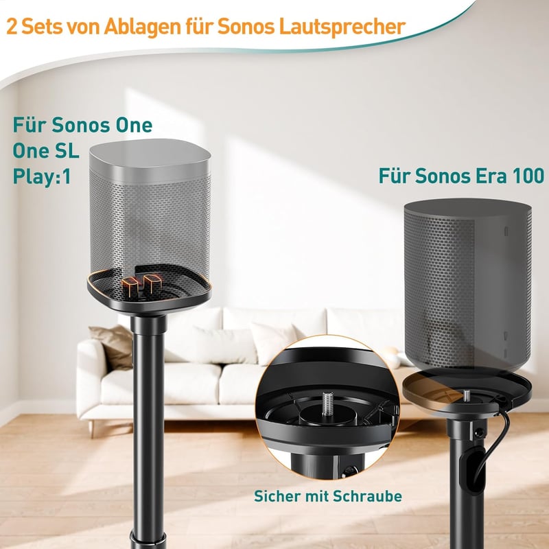 ELIVED magasságállítható hangfal állvány Sonos Era 100 One SL Play 1 kompatibilis pár