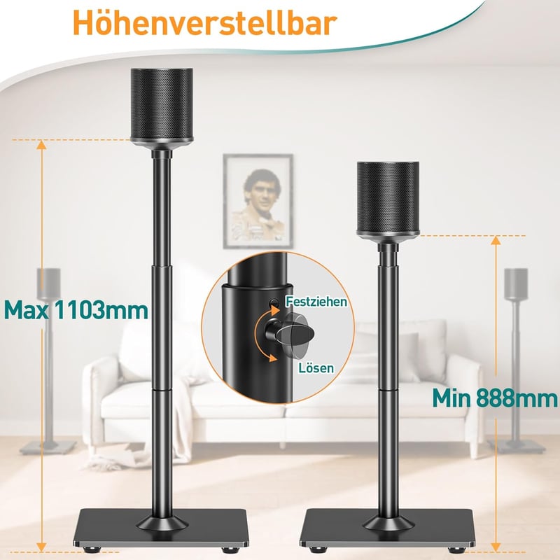 ELIVED magasságállítható hangfal állvány Sonos Era 100 One SL Play 1 kompatibilis pár