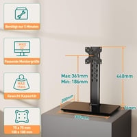 ELIVED Monitor Állvány 13-32 Hüvelyk Képernyőkhöz 15kg-ig, Asztali Monitorkar 360° Forgatható 90° Döntés VESA 75/100mm 6
