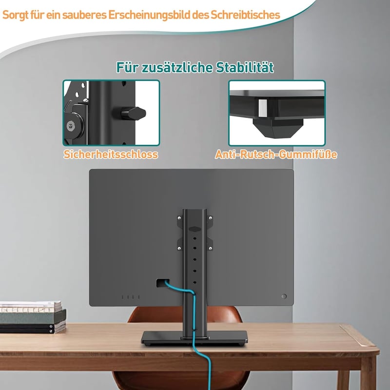 ELIVED Monitor Állvány 13-32 Hüvelyk Képernyőkhöz 15kg-ig, Asztali Monitorkar 360° Forgatható 90° Döntés VESA 75/100mm