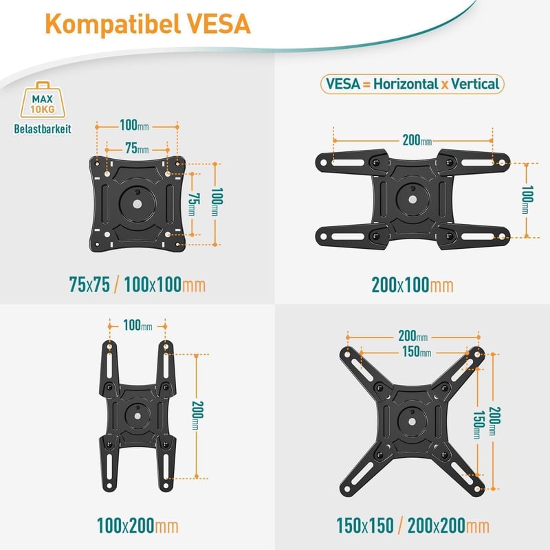 ELIVED összecsukható mennyezeti TV tartó 14-42 colos tévéhez, max 10kg, VESA 200x200mm