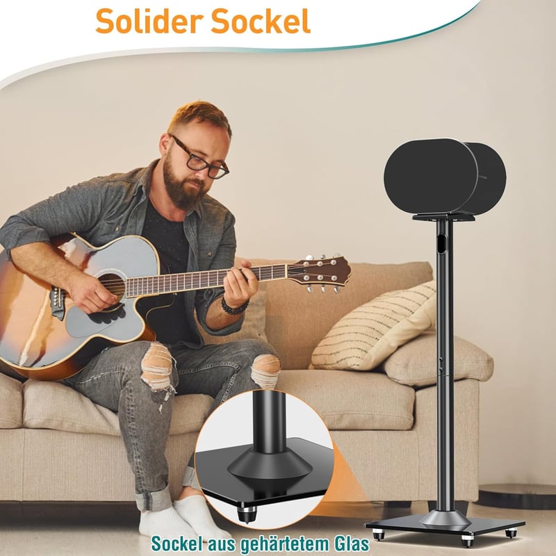 ELIVED Sonos Era 300 hangfal állvány, 80,7 cm magas, üveg alappal, fekete, pár