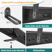 ELIVED Soundbar Tartó Konzol TV-hez 6,8 kg-ig, Állítható Fali Rögzítő Szerelőeszköz Nélkül, Kivehető Karokkal EV5010 6