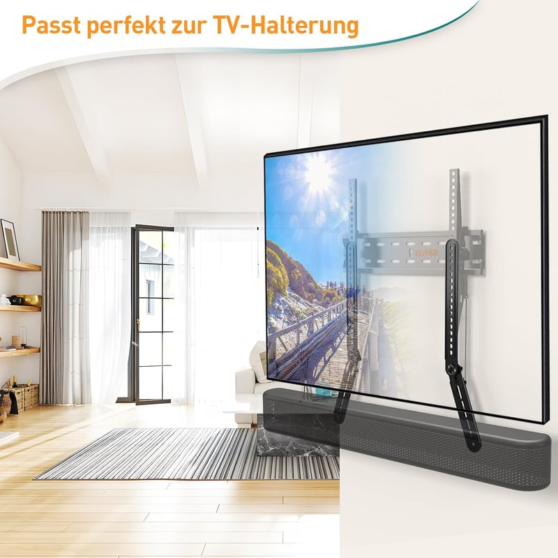 ELIVED Soundbar Tartó Konzol TV-hez 6,8 kg-ig, Állítható Fali Rögzítő Szerelőeszköz Nélkül, Kivehető Karokkal EV5010