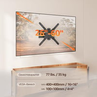 ELIVED TV držiak na stenu pre 26-60 palcové televízory, sklopný a otočný, VESA 100x100-400x400 mm, max. 35 kg, pre ploché a zakrivené obrazovky, s kĺbovým ramenom 2