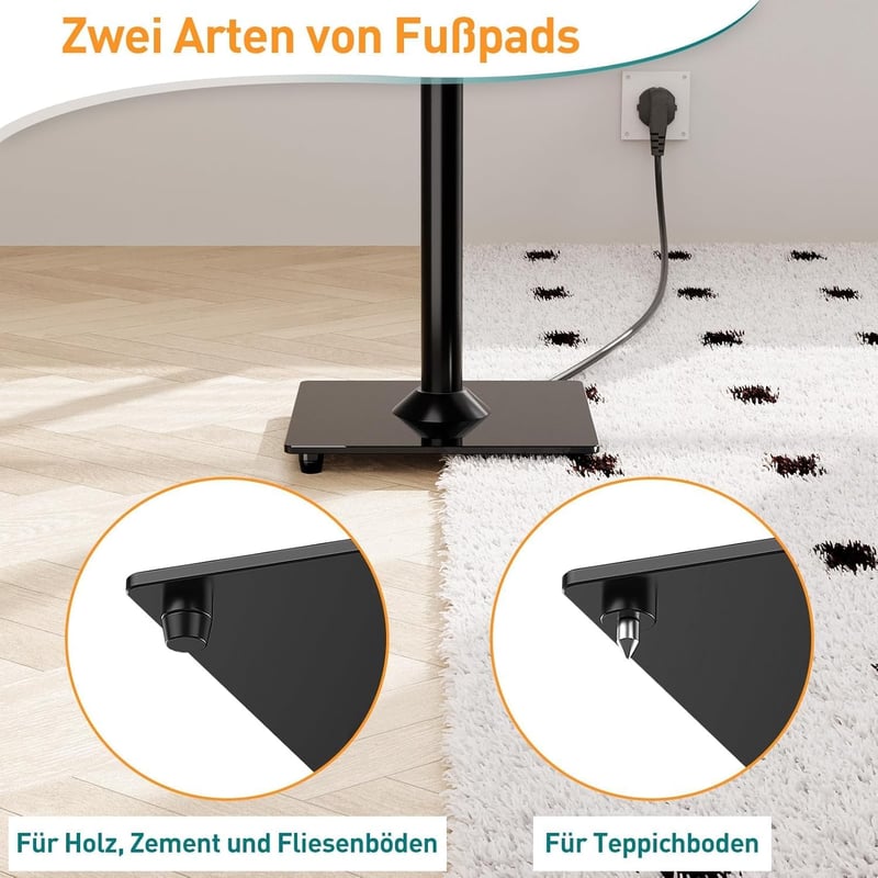 ELIVED Univerzális Hangfal Állvány 808mm Üveg Talppal Satellite és Polc Hangfalakhoz Kábel Vezetéssel Teufel JBL Sony 10kg Teherbírás 1 Pár