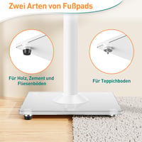 ELIVED Univerzális Hangfal Állvány Állítható 95 cm Magasságig, Üvegalappal és Kábelvezető Csatornával, 10 kg Terhelhetőség, Fehér, Pár - Weiß mit verstellbarer Höhe 6
