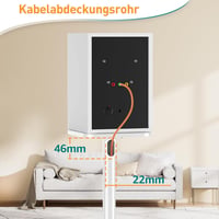 ELIVED Univerzális Hangfal Állvány Állítható 95 cm Magasságig, Üvegalappal és Kábelvezető Csatornával, 10 kg Terhelhetőség, Fehér, Pár - Weiß mit verstellbarer Höhe 4