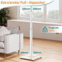 ELIVED Univerzális Hangfal Állvány Állítható 95 cm Magasságig, Üvegalappal és Kábelvezető Csatornával, 10 kg Terhelhetőség, Fehér, Pár - Weiß mit verstellbarer Höhe 3