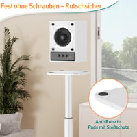 ELIVED Univerzális Hangfal Állvány Állítható 95 cm Magasságig, Üvegalappal és Kábelvezető Csatornával, 10 kg Terhelhetőség, Fehér, Pár - Weiß mit verstellbarer Höhe 5