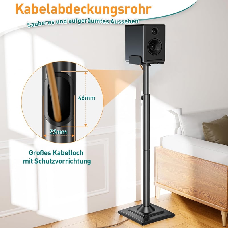 ELIVED Univerzális Hangfal Állvány Magasságállítható Kábelvezető Rendszerrel 5kg