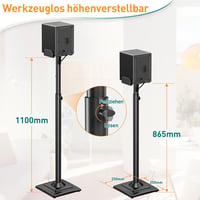 ELIVED Univerzális Hangfal Állvány Magasságállítható Kábelvezető Rendszerrel 5kg 3