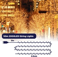 ELKTRY 2000 LED Tündérfény 50m Meleg Fehér Kültéri Beltéri Vízálló IP44 3