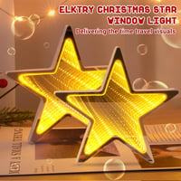 ELKTRY 54 LED csillag karácsony ablak dekoráció, meleg fehér 3D végtelen tükör lámpa, elemmel működő időzítővel 4