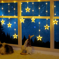 ELKTRY Karácsonyi Csillag Fényfüzér - 9 Akril Csillag 76 LED-del, Meleg Fehér, 8 Világítási Mód, Időzítővel, Beltéri-Kültéri Dekoráció Ablak 1