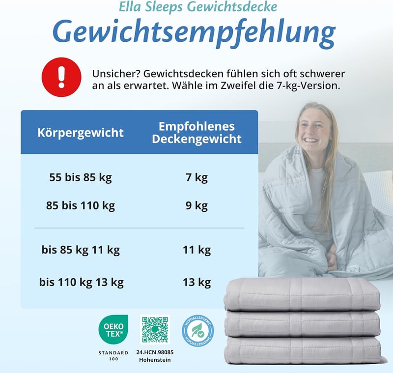 Ella Súlyozott Takaró 150x200cm 9kg Szürke Stresszoldó Pamut Paplanhuzat