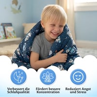 Pătură cu greutate Ella pentru copii 3,2 kg, 100x150 cm, Pătură terapeutică împotriva stresului și anxietății, Microbile de sticlă hipoalergenice, Bumbac moale, pentru copii între 25-40 kg 3