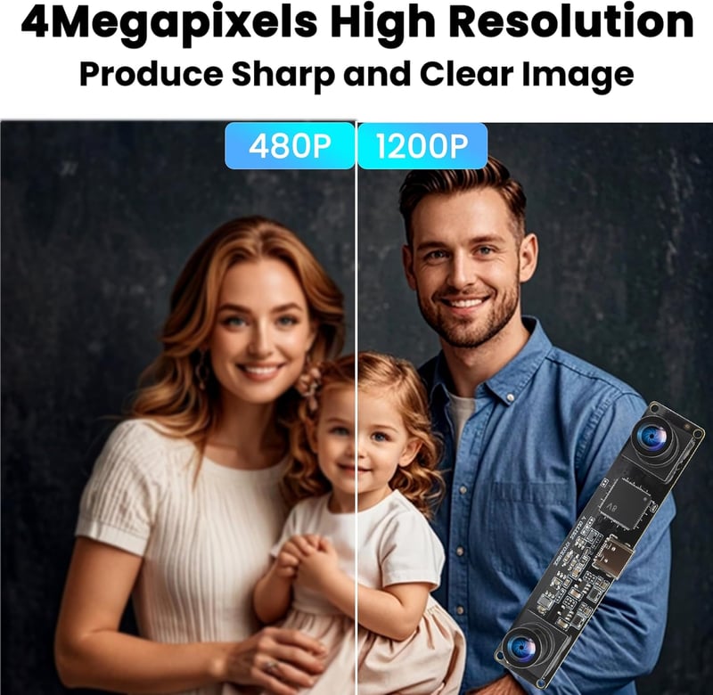 ELP 1200P 3D Stereo USB Kamera Dual Lencse 120fps Arcfelismerés QR Kód Szkenner