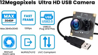 ELP 12MP 120fps USB Kamera Modul 4K Golfütés Ipari Lencse 110° Plug and Play 6