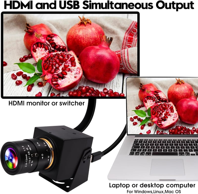 ELP 4K HDMI USB Webkamera 2.8-12mm Varifokusz Lencse, 2160P Ultra HD Kamera Élő Közvetítéshez