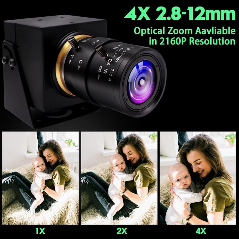 ELP 4K HDMI USB Webkamera 2.8-12mm Varifokusz Lencse, 2160P Ultra HD Kamera Élő Közvetítéshez