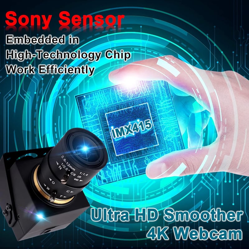 ELP 4K USB Kamera 4x Optikai Zoom 2160P Ultra HD IMX415 Szenzor Laptop Raspberry Pi