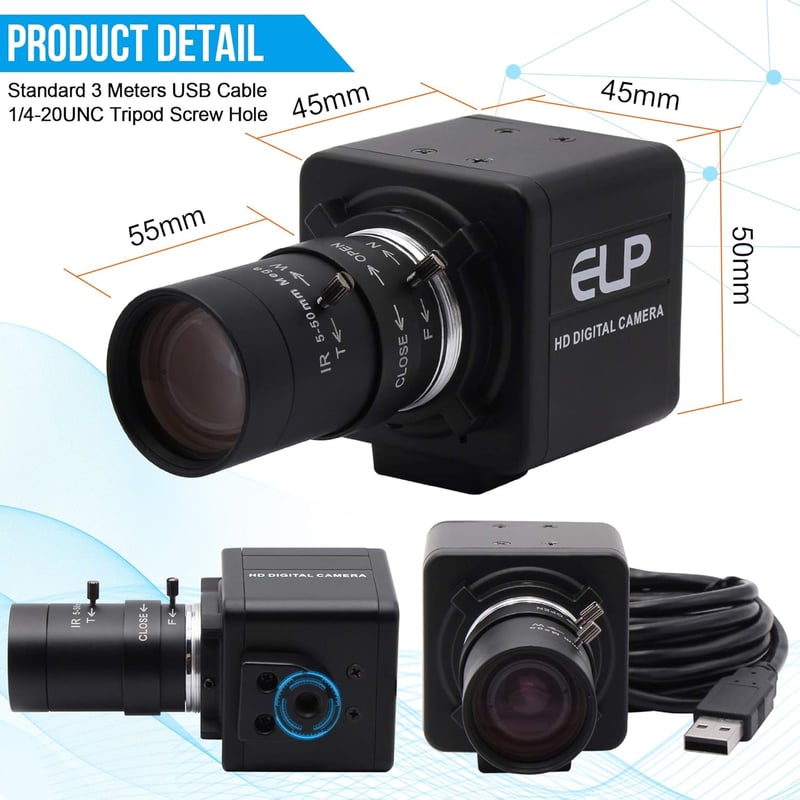ELP 4K USB Webkamera IMX317 szenzorral, 5-50mm zoom, 2160P videókonferencia