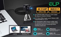 ELP 4K USB Webkamera IMX317 szenzorral, 5-50mm zoom, 2160P videókonferencia 8