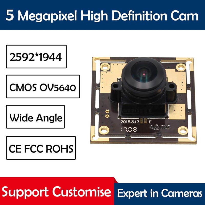ELP 5MP OV5640 HD CMOS Webkamera Modul 170° Halszemoptikával - USB Széles Látószögű Kamera Manuális Fókusszal, Hordozható USB500W02M-L170