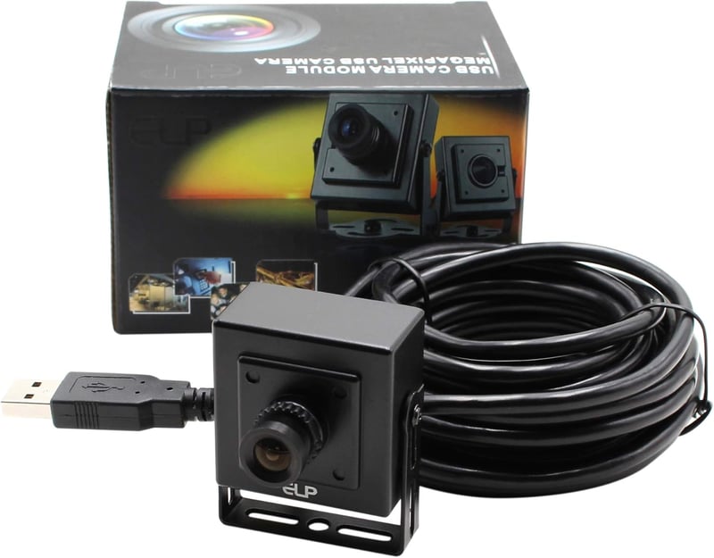 ELP 5MP USB Webkamera 2592x1944 Felbontással - 3.6mm Lencsés Fekete Alumínium Ház - Windows, Linux, Mac Kompatibilis Plug & Play Kamera