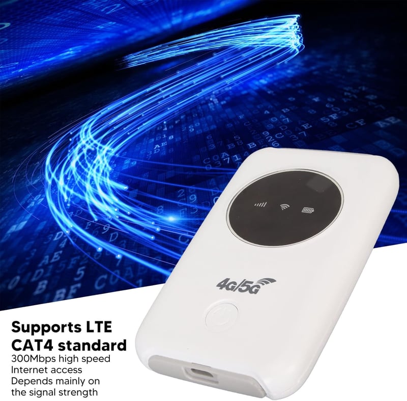 Elprico Hordozható 4G LTE WiFi Router, 300 Mbps Vezeték Nélküli Modem, SIM Kártyás, 3200 mAh Akkumulátor, Fehér