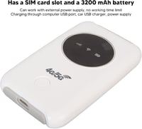 Elprico Hordozható 4G LTE WiFi Router, 300 Mbps Vezeték Nélküli Modem, SIM Kártyás, 3200 mAh Akkumulátor, Fehér 3