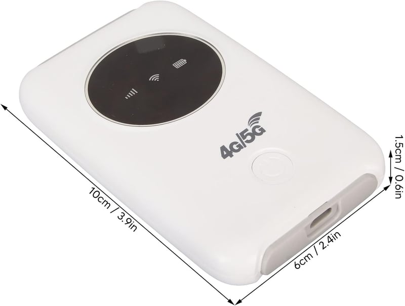 Elprico Hordozható 4G LTE WiFi Router, 300 Mbps Vezeték Nélküli Modem, SIM Kártyás, 3200 mAh Akkumulátor, Fehér