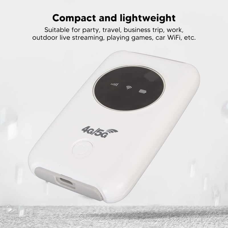 Elprico Hordozható 4G LTE WiFi Router, 300 Mbps Vezeték Nélküli Modem, SIM Kártyás, 3200 mAh Akkumulátor, Fehér