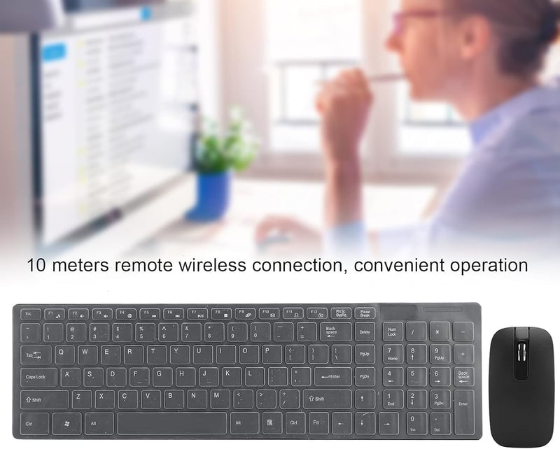 Elprico Wireless Billentyűzet és Egér Szett, 101 Gomb, 10m Hatótáv, Smart Sleep