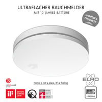 Detector de fum ultra-subțire ELRO FS4610 – Baterie cu durată de viață de 10 ani, standard EN14604, alb, 1 buc. 2