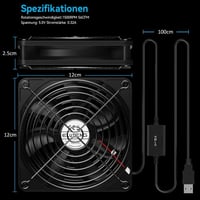ELUTENG 120mm USB Ventilátor Dupla Ventilátorral, 3 Fokozat, PS4/Laptop/TV Box Kompatibilis 3