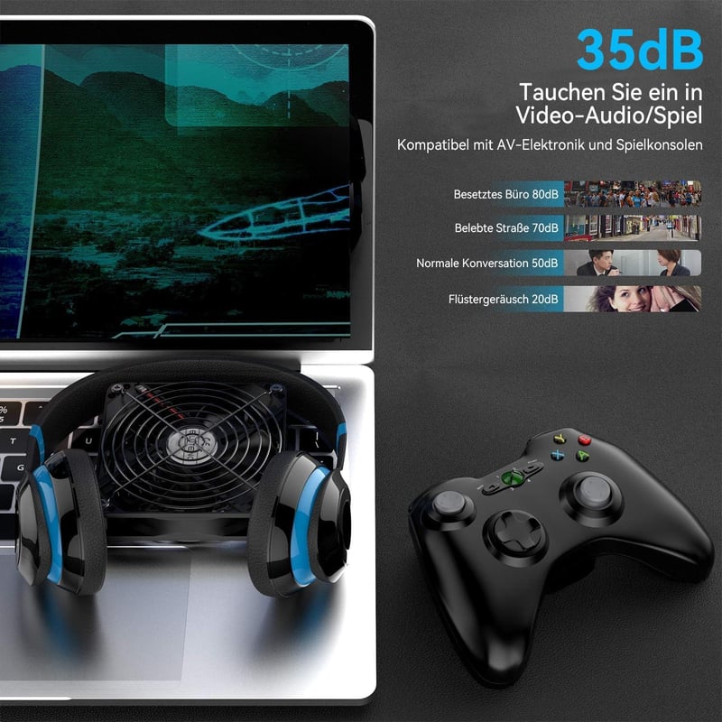 ELUTENG 120mm USB Ventilátor Dupla Ventilátorral, 3 Fokozat, PS4/Laptop/TV Box Kompatibilis