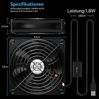 ELUTENG 120mm USB Ventilátor Dupla Ventilátorral, 3 Fokozat, PS4/Laptop/TV Box Kompatibilis 2