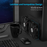 ELUTENG 120mm USB Ventilátor Dupla Ventilátorral, 3 Fokozat, PS4/Laptop/TV Box Kompatibilis 8