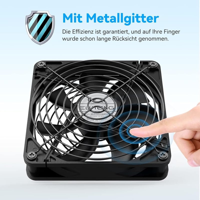 ELUTENG 140mm USB Ventilátor PC-hez 3 Fokozatú Sebességgel