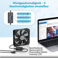 ELUTENG 140mm USB Ventilátor PC-hez 3 Fokozatú Sebességgel 3