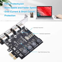 ELUTENG 4 portos PCIe USB 3.0 bővítőkártya 5Gbps asztali PC-hez 4
