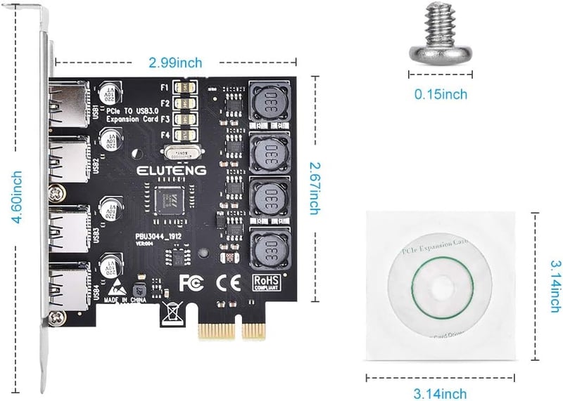 ELUTENG 4 portos PCIe USB 3.0 bővítőkártya 5Gbps asztali PC-hez