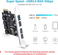 ELUTENG 4 portos PCIe USB 3.0 bővítőkártya 5Gbps asztali PC-hez 3