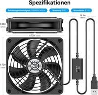 ELUTENG USB ventilátor 3 fokozatú sebességgel, csendes hűtőventilátor PC-hez 9