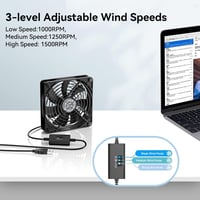 ELUTENG USB ventilátor 3 fokozatú sebességgel, csendes hűtőventilátor PC-hez 6