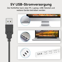 ELUTENG USB ventilátor 3 fokozatú sebességgel, csendes hűtőventilátor PC-hez 5